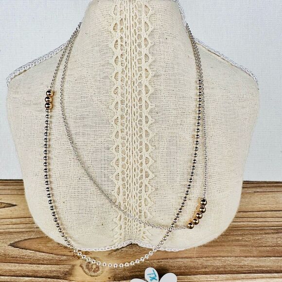 Tiffany & Co. Two Tone Mixed Bead Chain Silver Rose Gold 28-30” - Picture 1 of 6